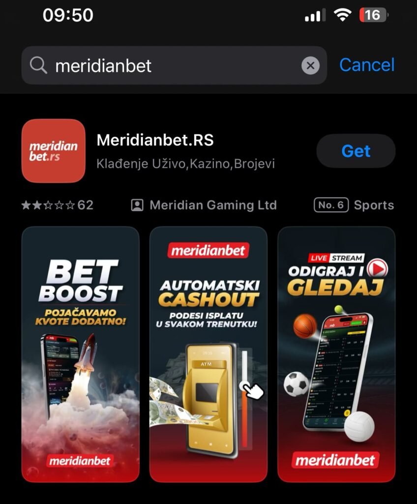 Meridianbet aplikacija iOS