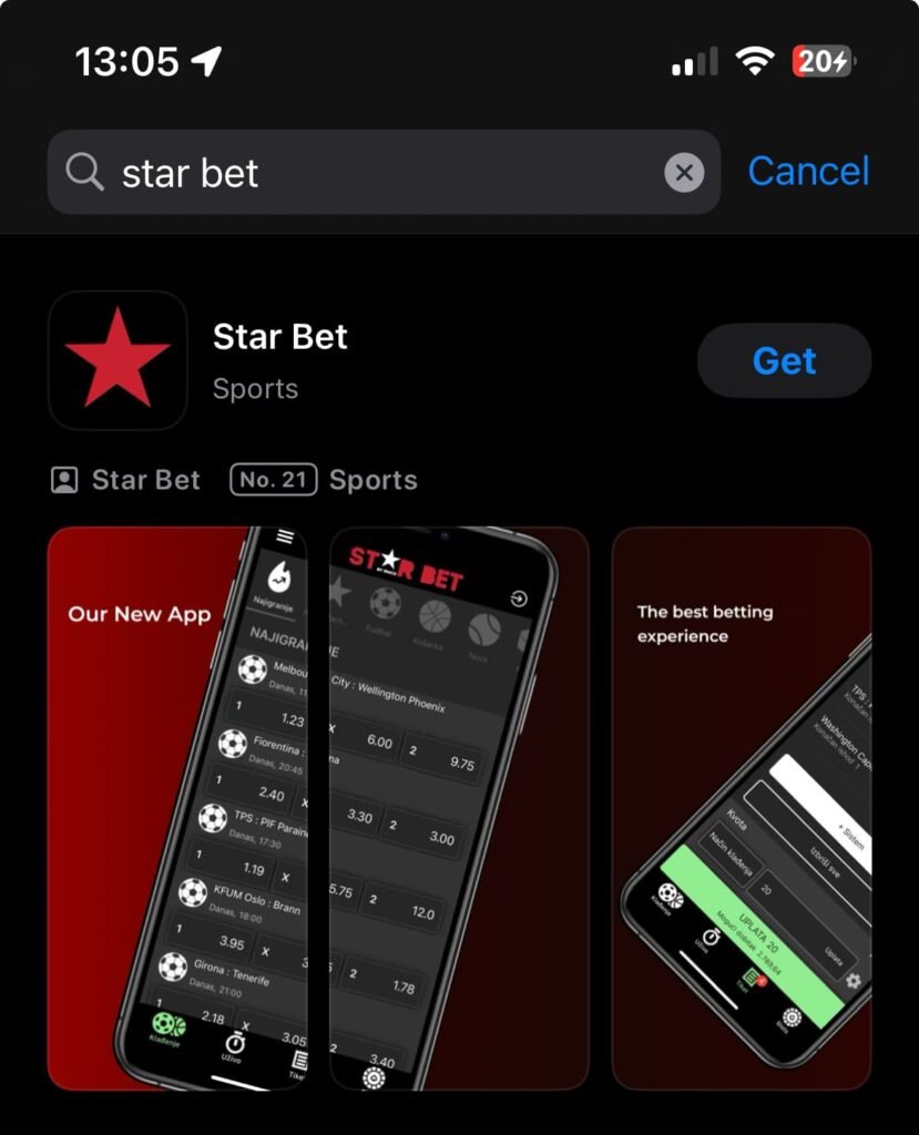 Star Bet aplikacija iOS